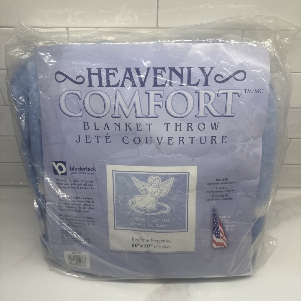 Biederlack of America Heavenly Comfort Blanket Throw Blue 60x50 Bedtime Prayer